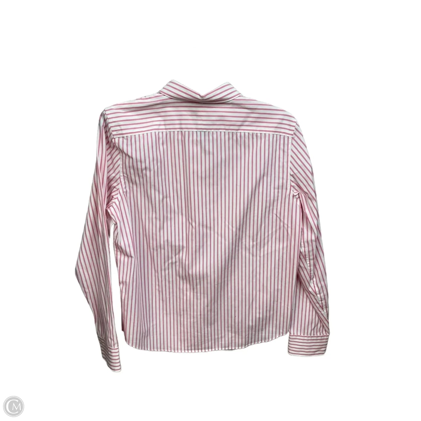 Blouse Long Sleeve By Chaps In Pink & White, Size: M
