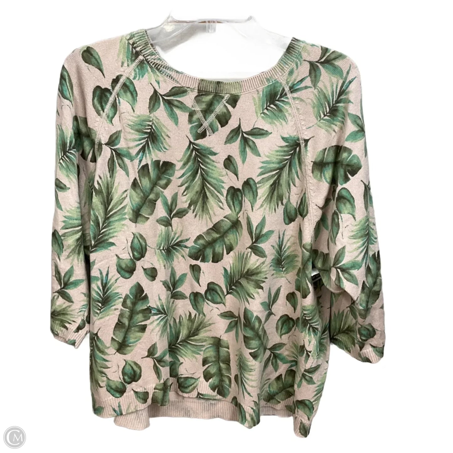Top 3/4 Sleeve By J. Jill In Green & Tan, Size: M