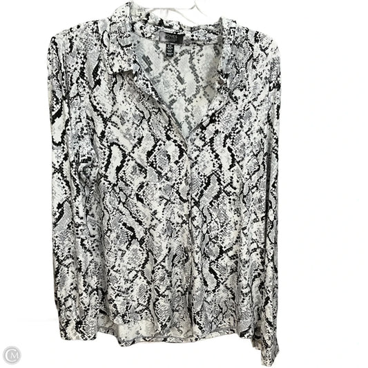 Blouse Long Sleeve By Jones New York In Black & White, Size: Xl