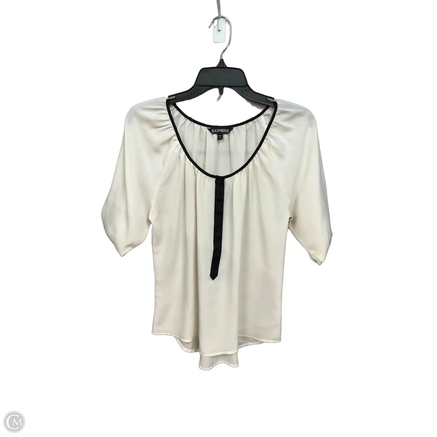 Blouse 3/4 Sleeve By Express In White, Size: S