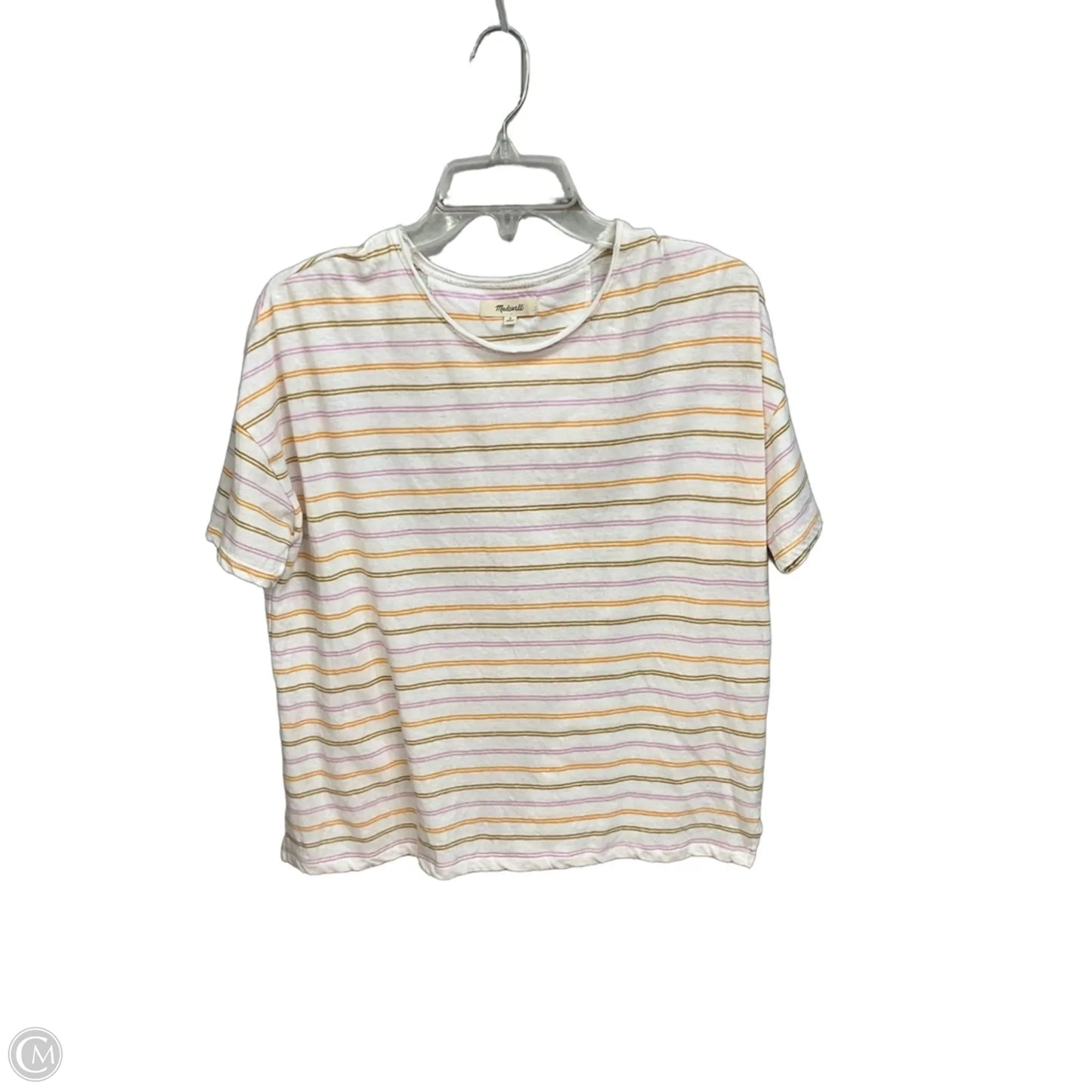 Top Short Sleeve By Madewell In Striped Pattern, Size: S