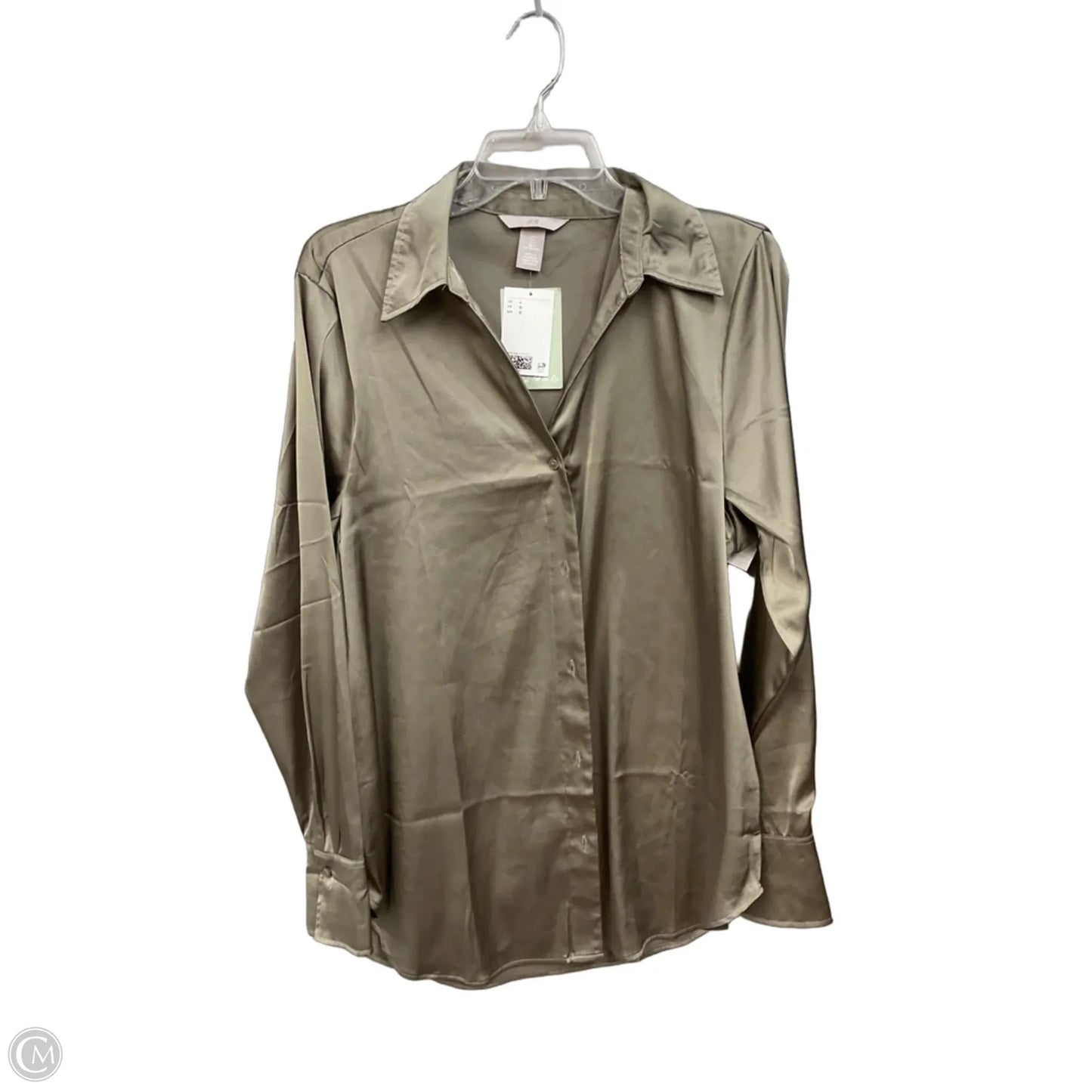 Blouse Long Sleeve By H&m In Green, Size: L