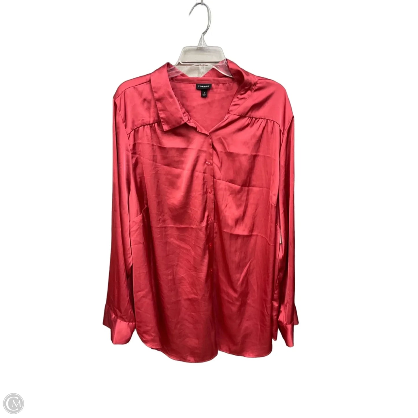 Blouse Long Sleeve By Torrid In Pink, Size: 4x