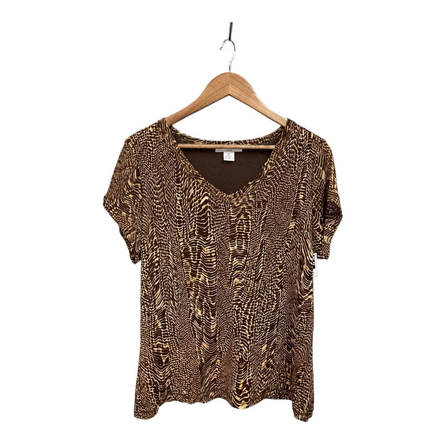 Top Short Sleeve By Liz Claiborne In Animal Print, Size: 1x