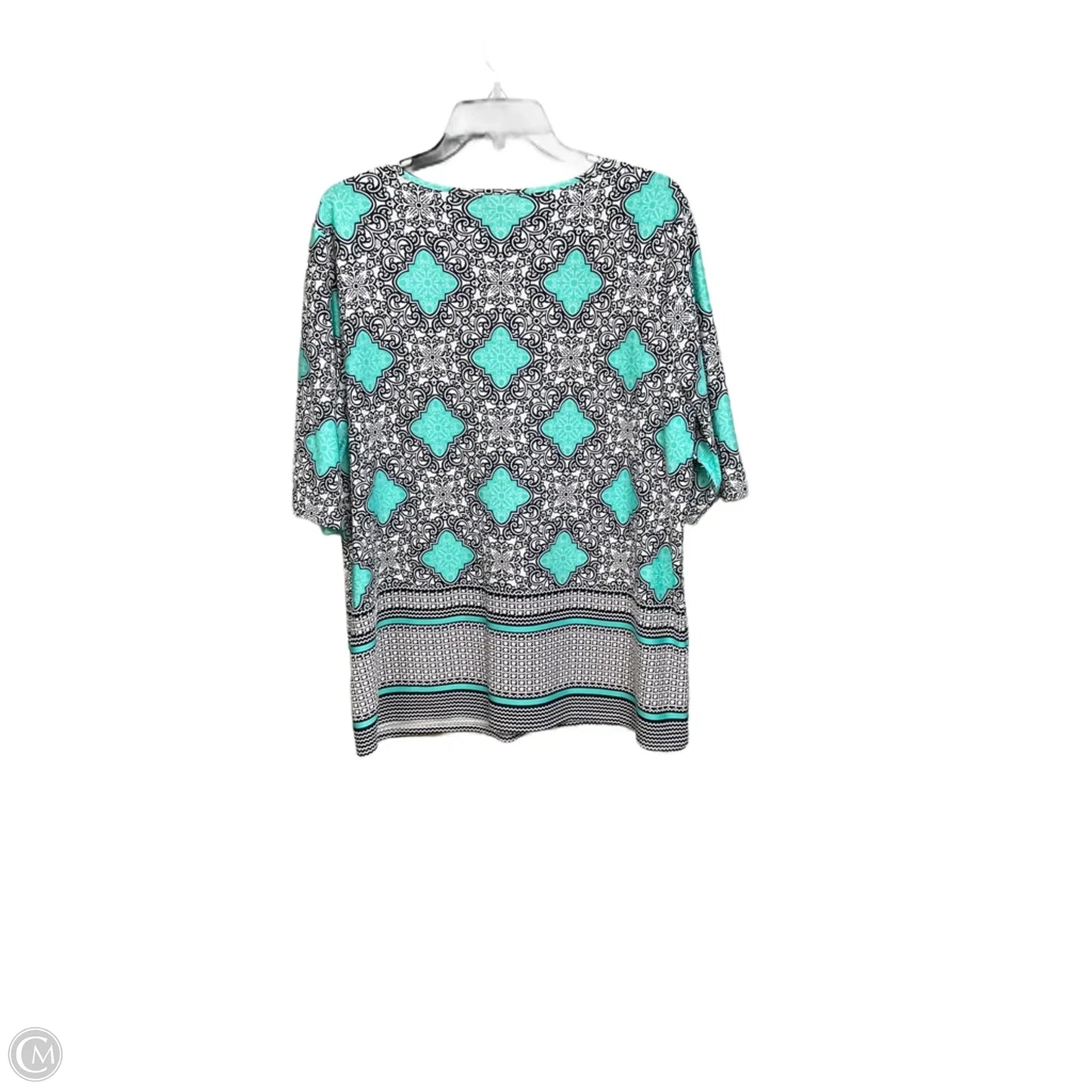 Top 3/4 Sleeve By Tacera In Blue & Green, Size: Xl