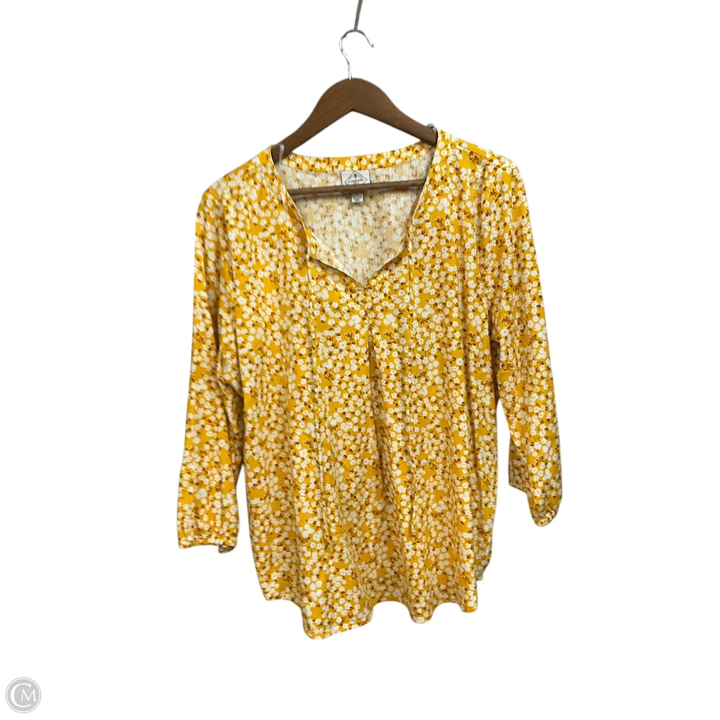 Blouse 3/4 Sleeve By St Johns Bay In Yellow, Size: L