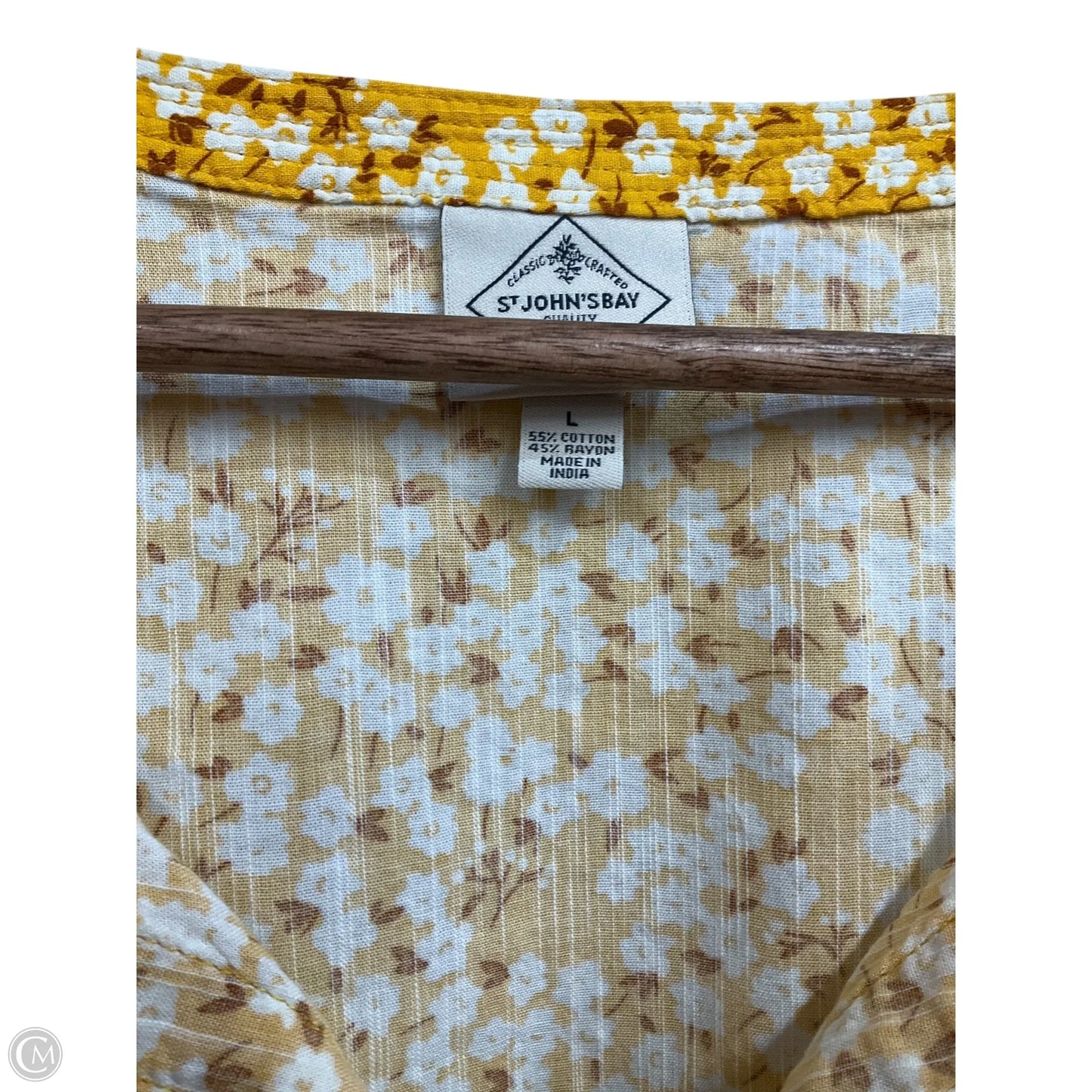 Blouse 3/4 Sleeve By St Johns Bay In Yellow, Size: L