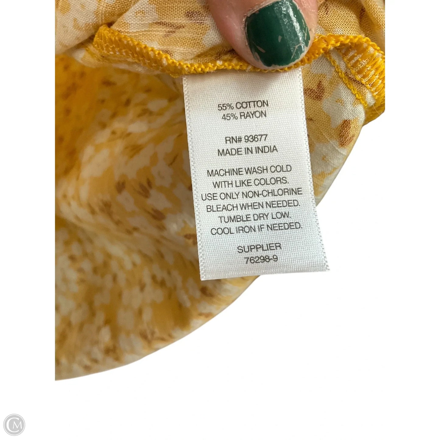 Blouse 3/4 Sleeve By St Johns Bay In Yellow, Size: L