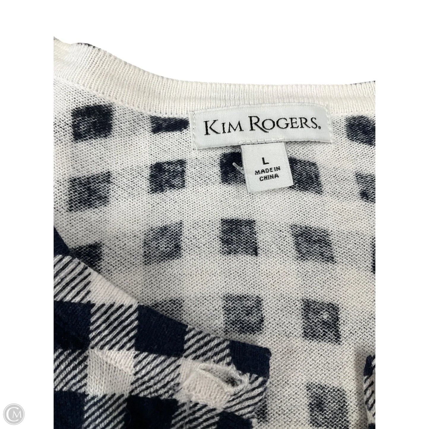 Cardigan By Kim Rogers In Checkered Pattern, Size: L