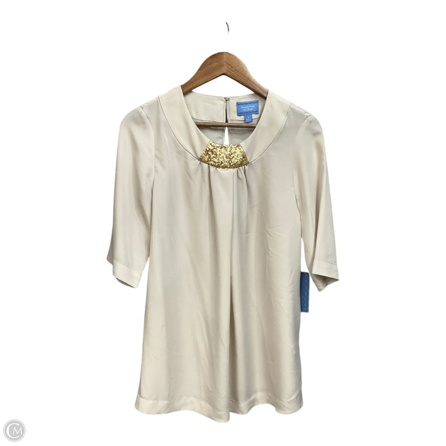 Tunic 3/4 Sleeve By Simply Vera In Tan, Size: S