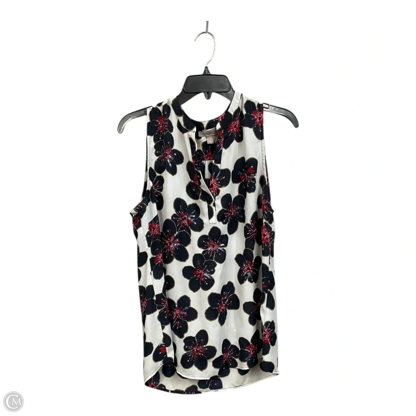 Top Sleeveless By Roz And Ali In Blue & White, Size: L