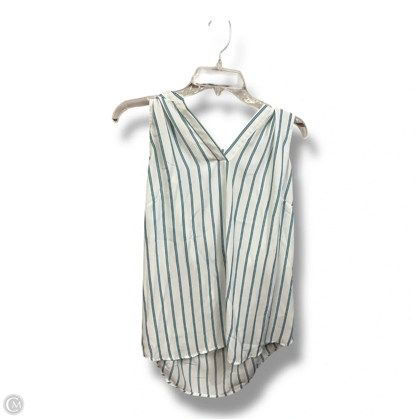 Top Sleeveless By Adrianna Papell In Green & White, Size: L