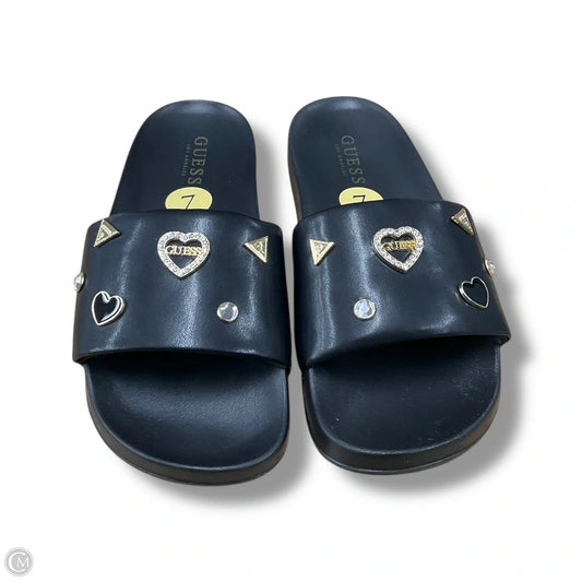 Sandals Flats By Guess In Black, Size: 7