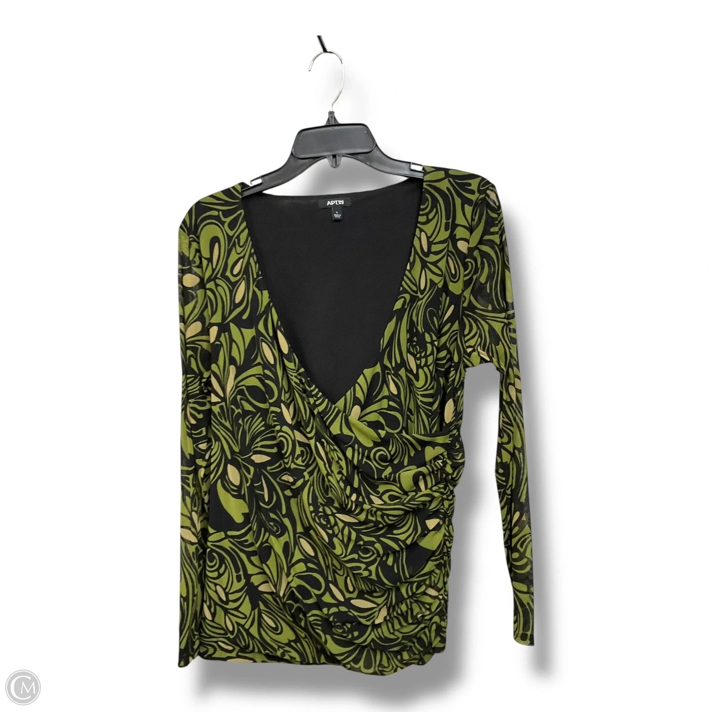 Top Long Sleeve By Apt 9 In Black & Green, Size: L