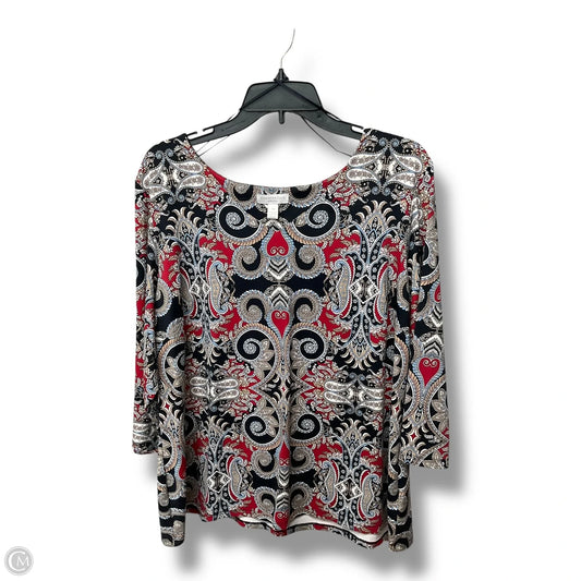 Top 3/4 Sleeve By Charter Club In Multi-colored, Size: 2x