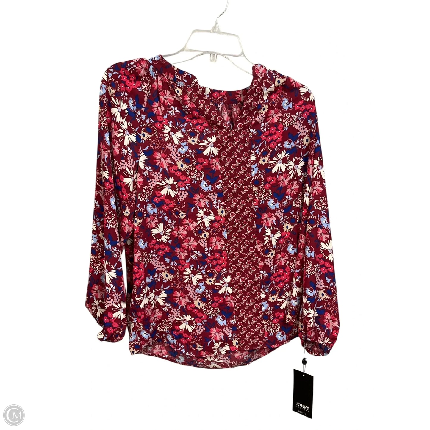 Blouse Long Sleeve By Jones New York In Floral Print, Size: Sp