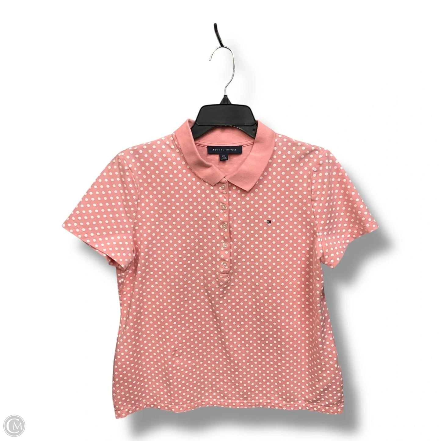 Top Short Sleeve By Tommy Hilfiger In Polkadot Pattern, Size: L