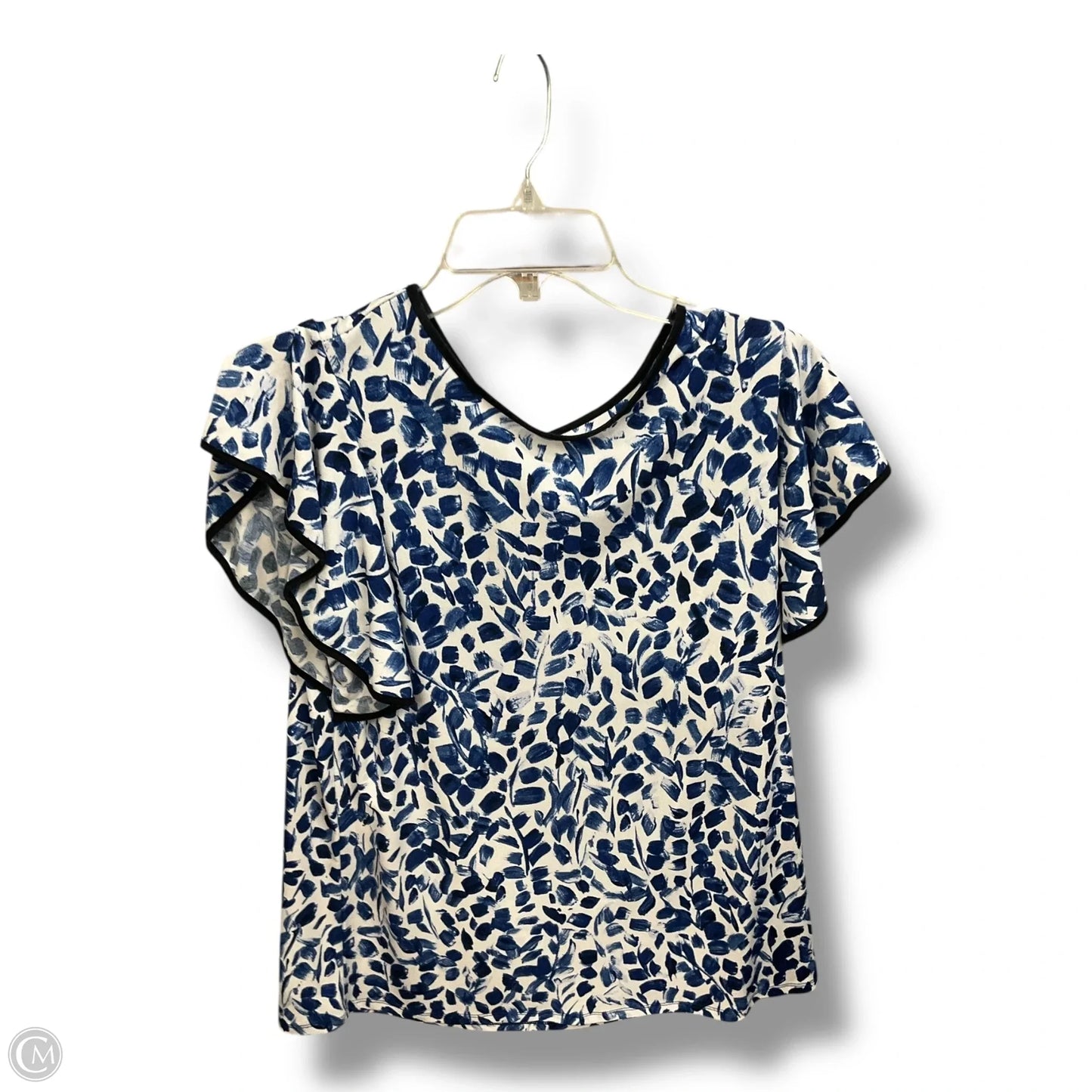 Top Short Sleeve By Limited In Blue & White, Size: M