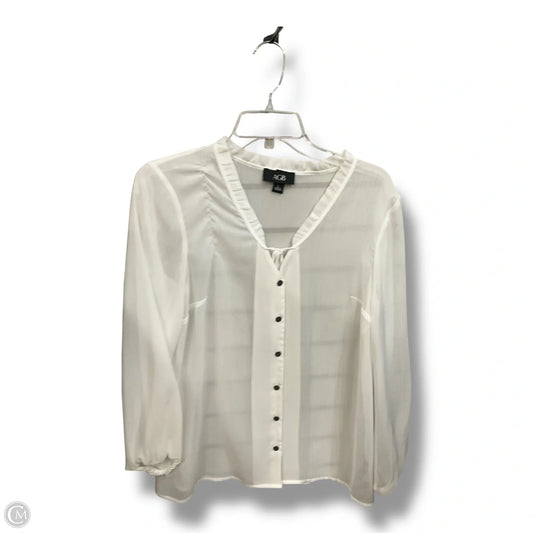 Blouse Long Sleeve By Agb In White, Size: L