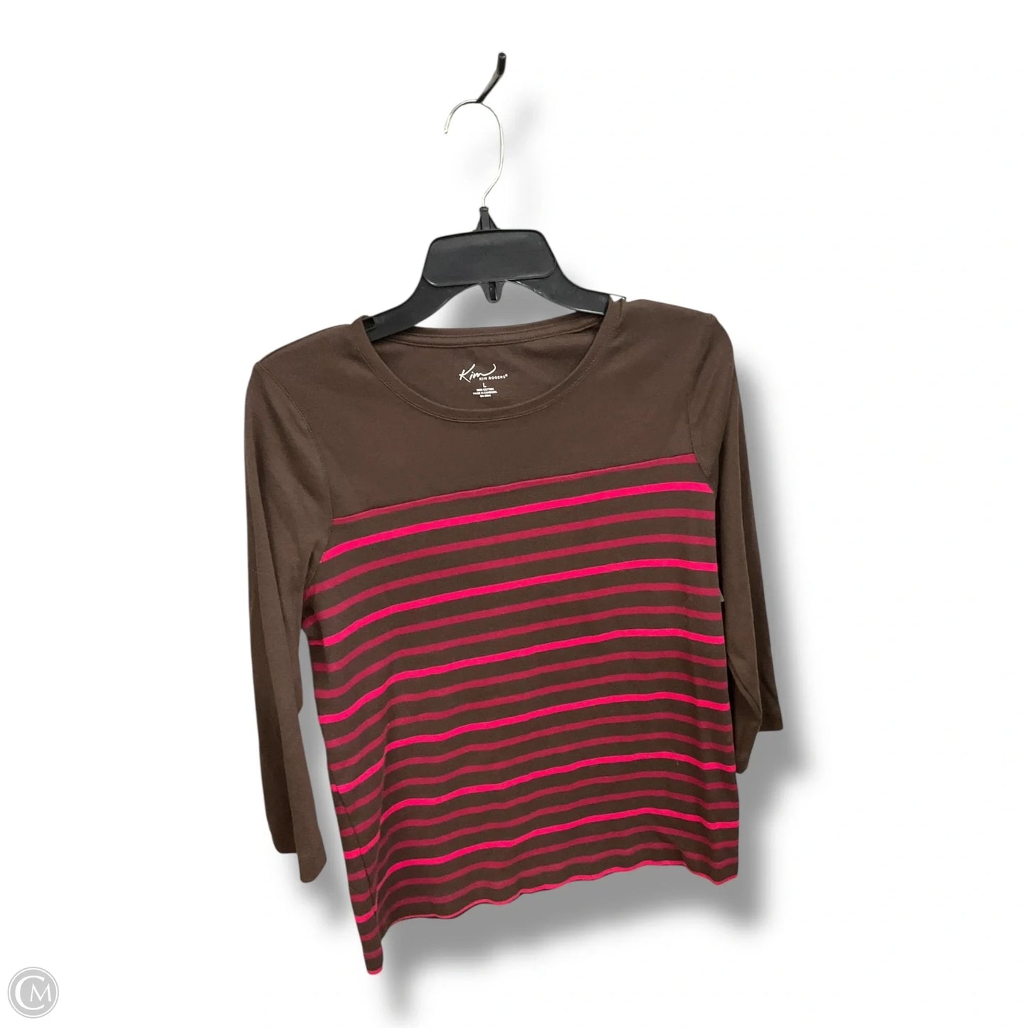 Top 3/4 Sleeve By Kim Rogers In Brown, Size: L