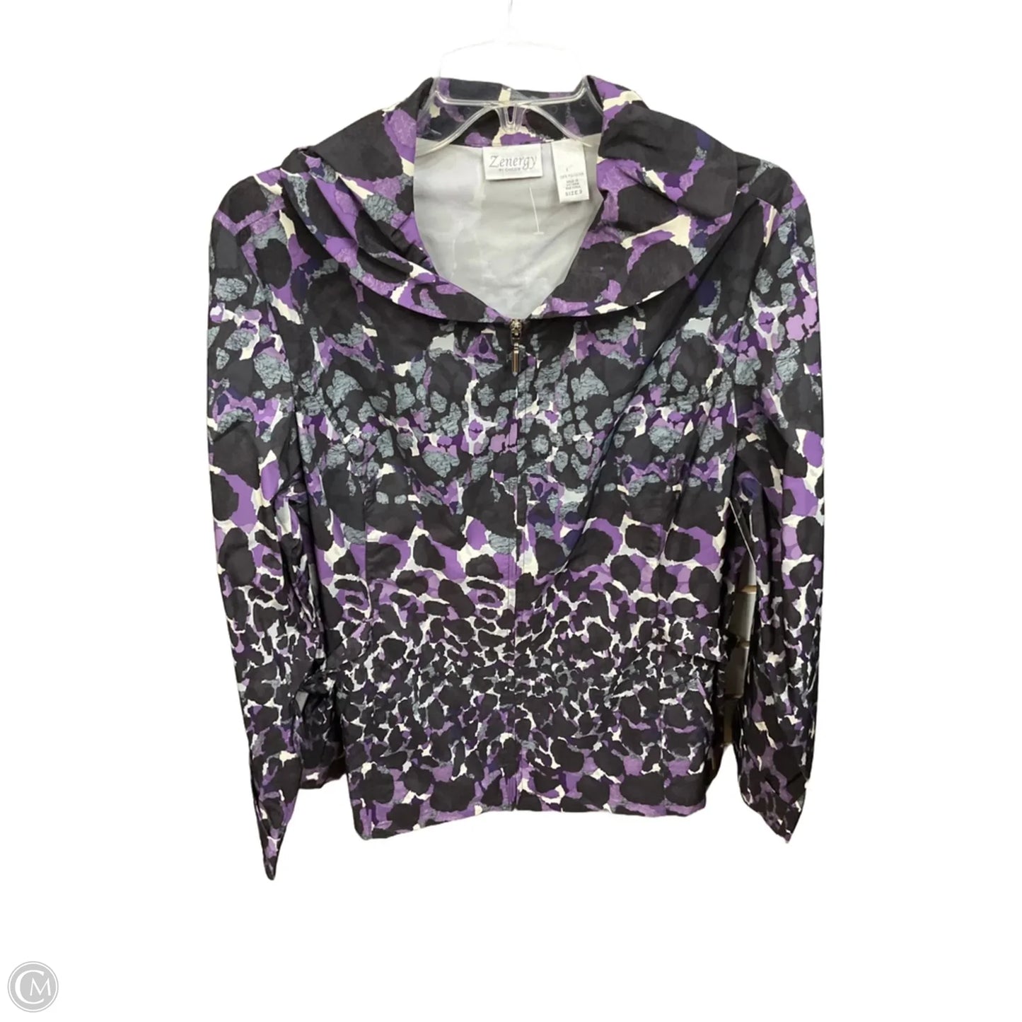 Jacket Windbreaker By Chicos In Animal Print, Size: Xl