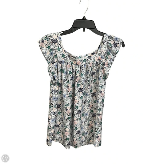 Blouse Short Sleeve By Loft In Floral Print, Size: Xs