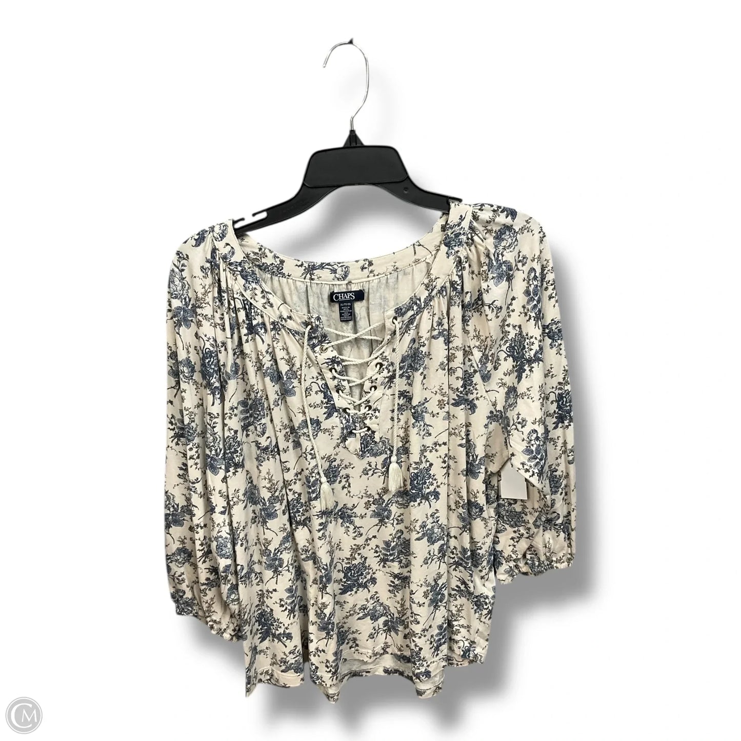 Top 3/4 Sleeve By Chaps In Floral Print, Size: Xl