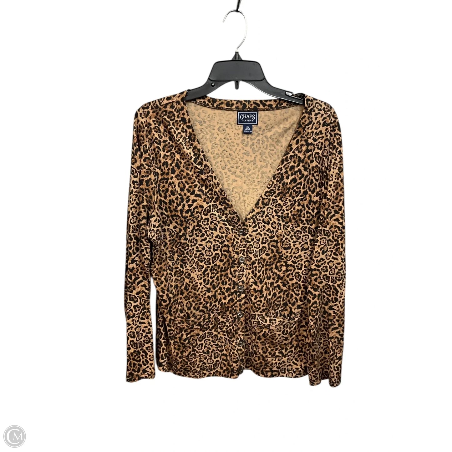 Cardigan By Chaps In Animal Print, Size: Xl
