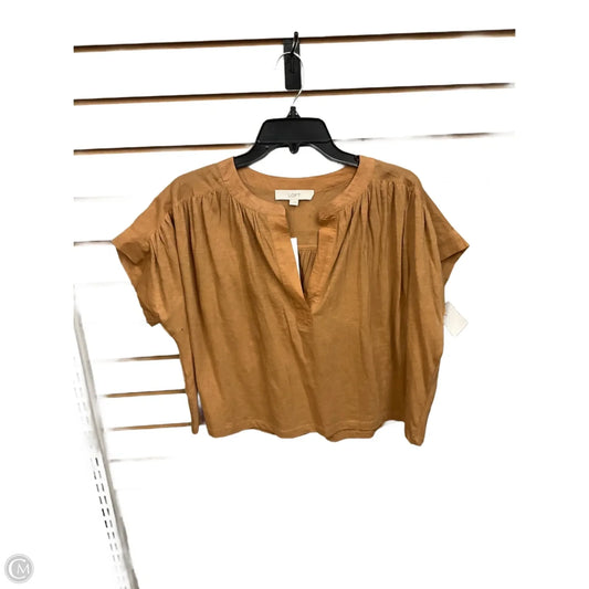 Top Short Sleeve Basic By Loft In Tan, Size: S