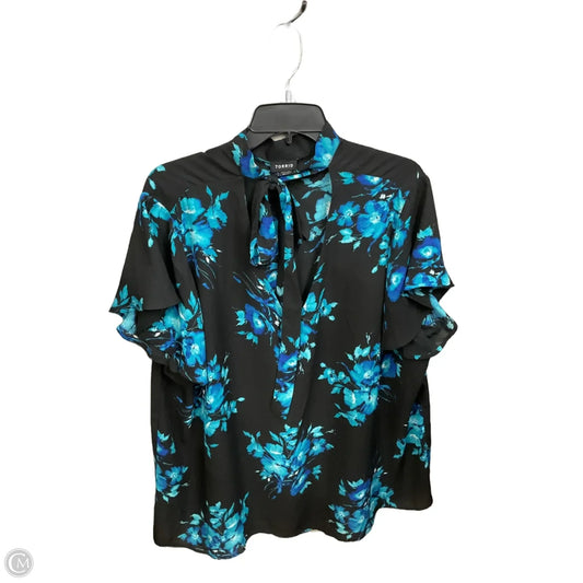 Blouse Short Sleeve By Torrid In Black & Blue, Size: 3x