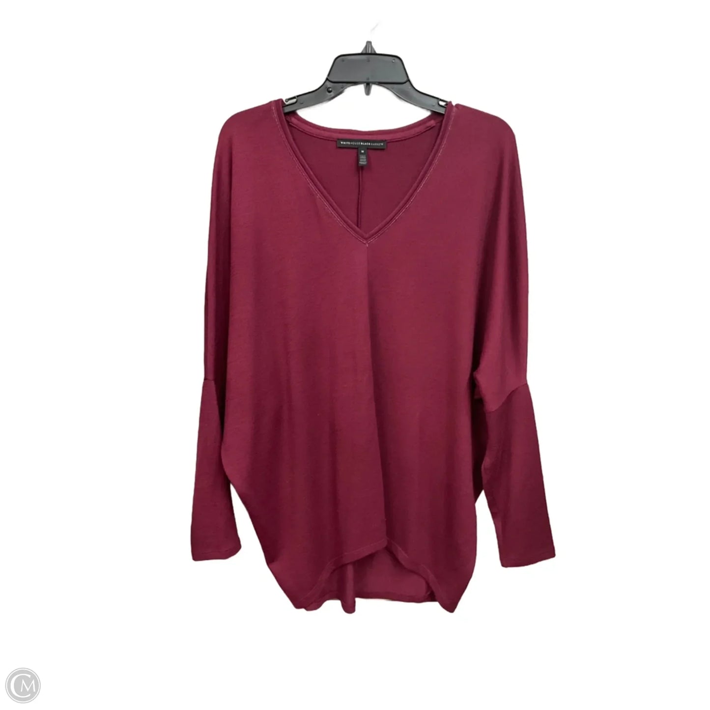 Top Long Sleeve Basic By White House Black Market In Maroon, Size: M