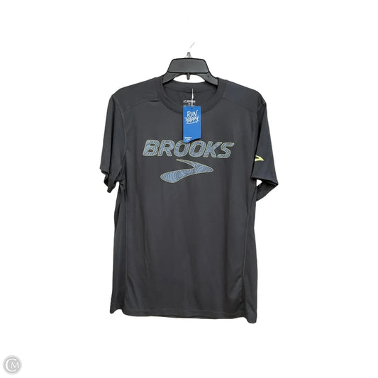 Athletic Top Short Sleeve By Brooks In Grey, Size: M