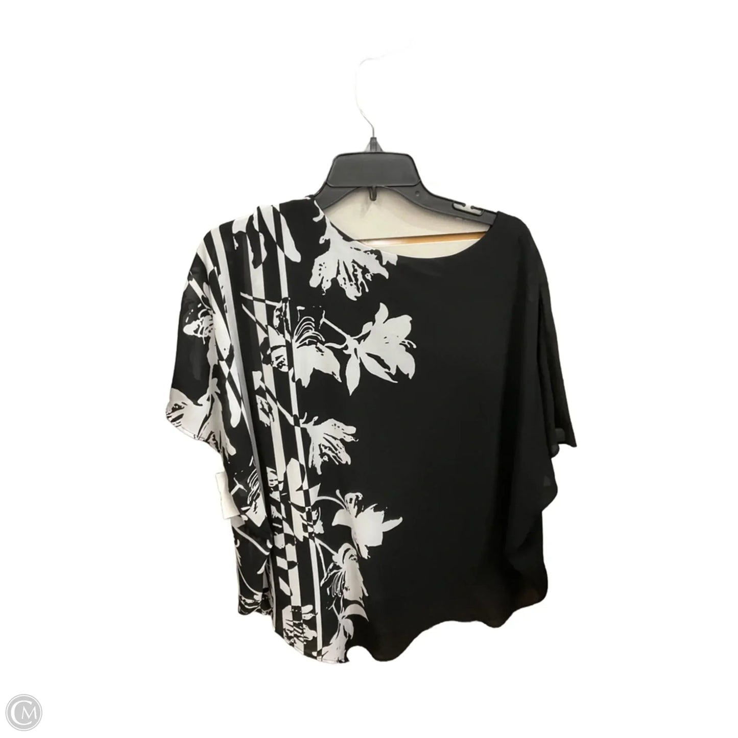 Blouse Short Sleeve By Roz And Ali In Black & White, Size: Xl