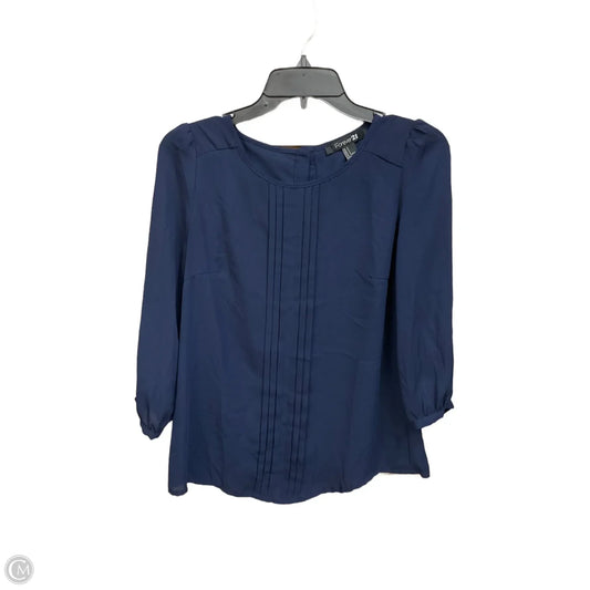 Blouse 3/4 Sleeve By Forever 21 In Navy, Size: S