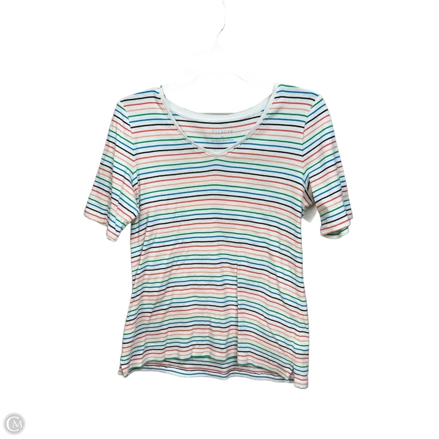 Top Short Sleeve By Talbots In Striped Pattern, Size: M