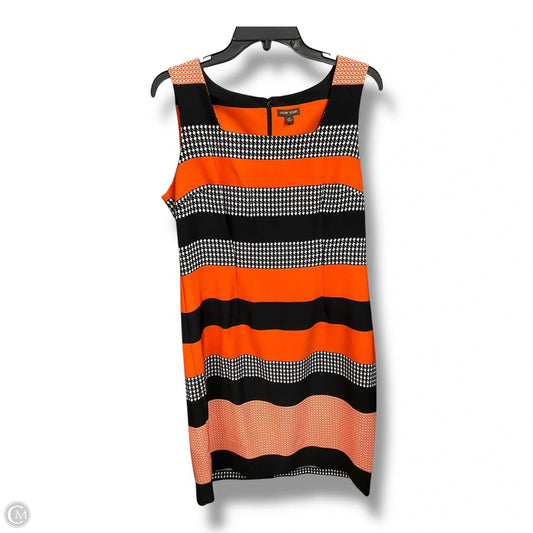 Dress Casual Midi By Voir Voir In Black & Orange, Size: 10