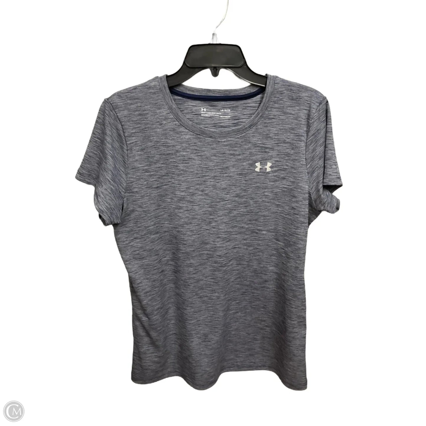 Athletic Top Short Sleeve By Under Armour In Blue & Grey, Size: L