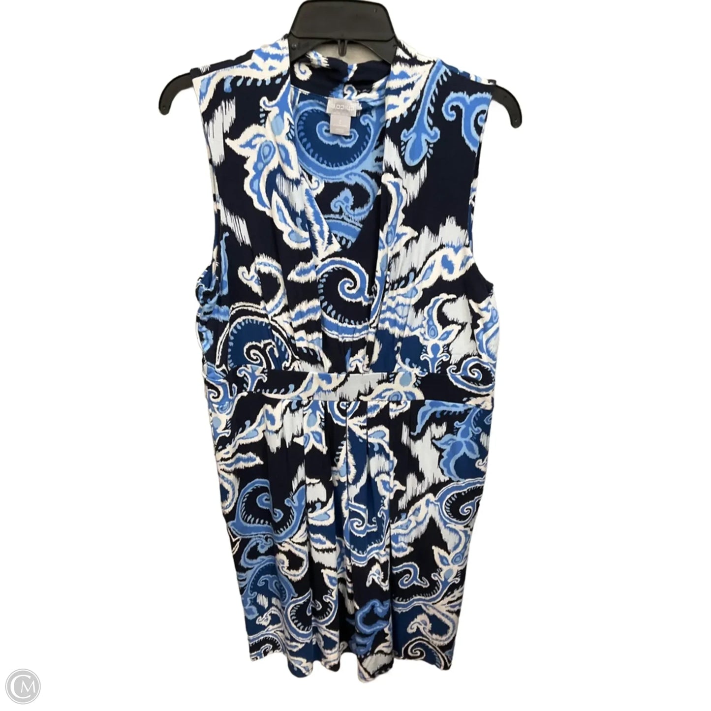 Dress Casual Midi By Chicos In Blue & White, Size: L