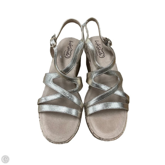 Sandals Heels Wedge By Life Stride In Multi-colored, Size: 8.5