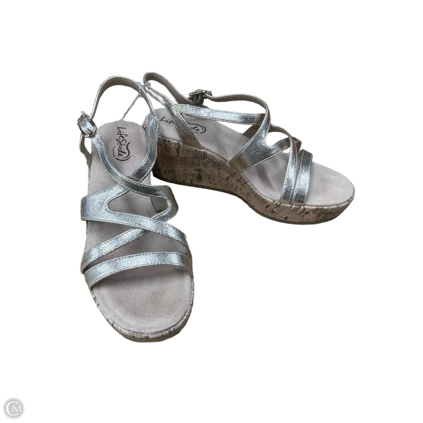 Sandals Heels Wedge By Life Stride In Multi-colored, Size: 8.5