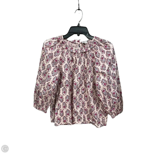 Top 3/4 Sleeve By J. Crew In Floral Print, Size: Mp