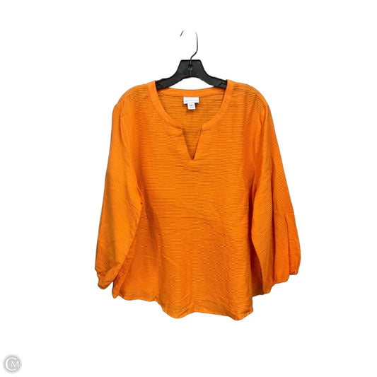 Top 3/4 Sleeve Basic By Liz Claiborne In Orange, Size: Xxl