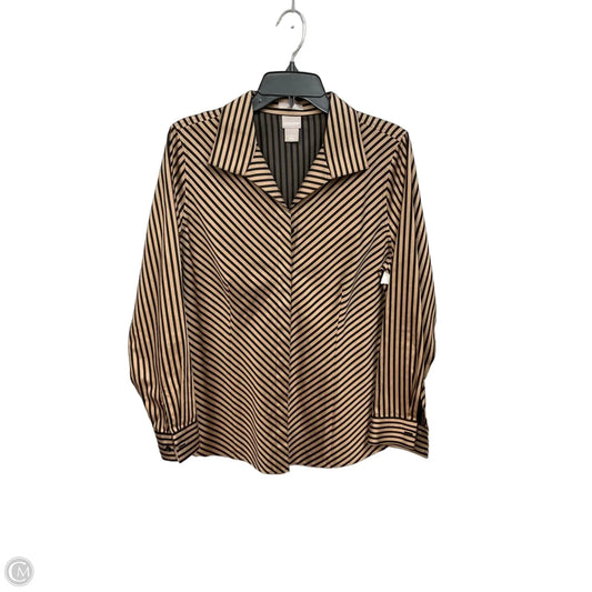 Blouse Long Sleeve By Chicos In Black & Tan, Size: M