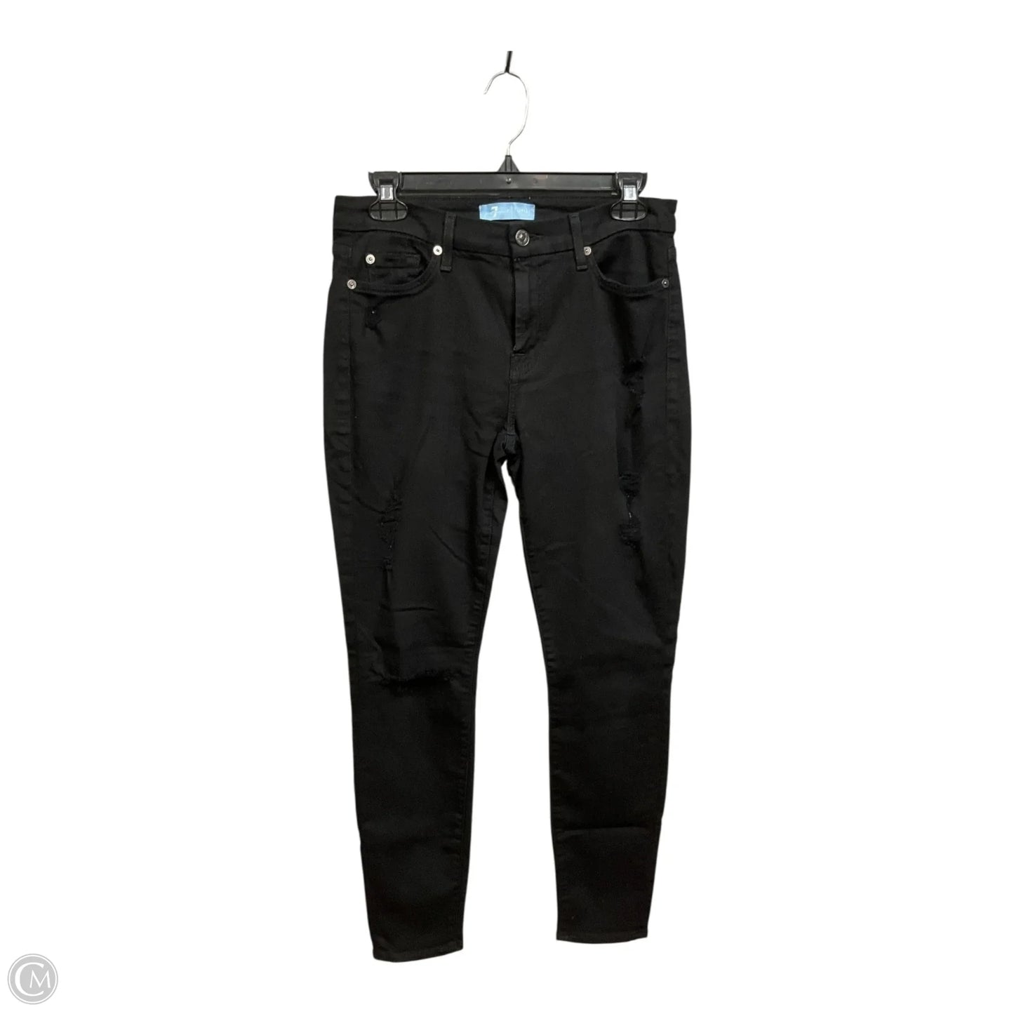 Jeans Skinny By 7 For All Mankind In Black Denim, Size: 6