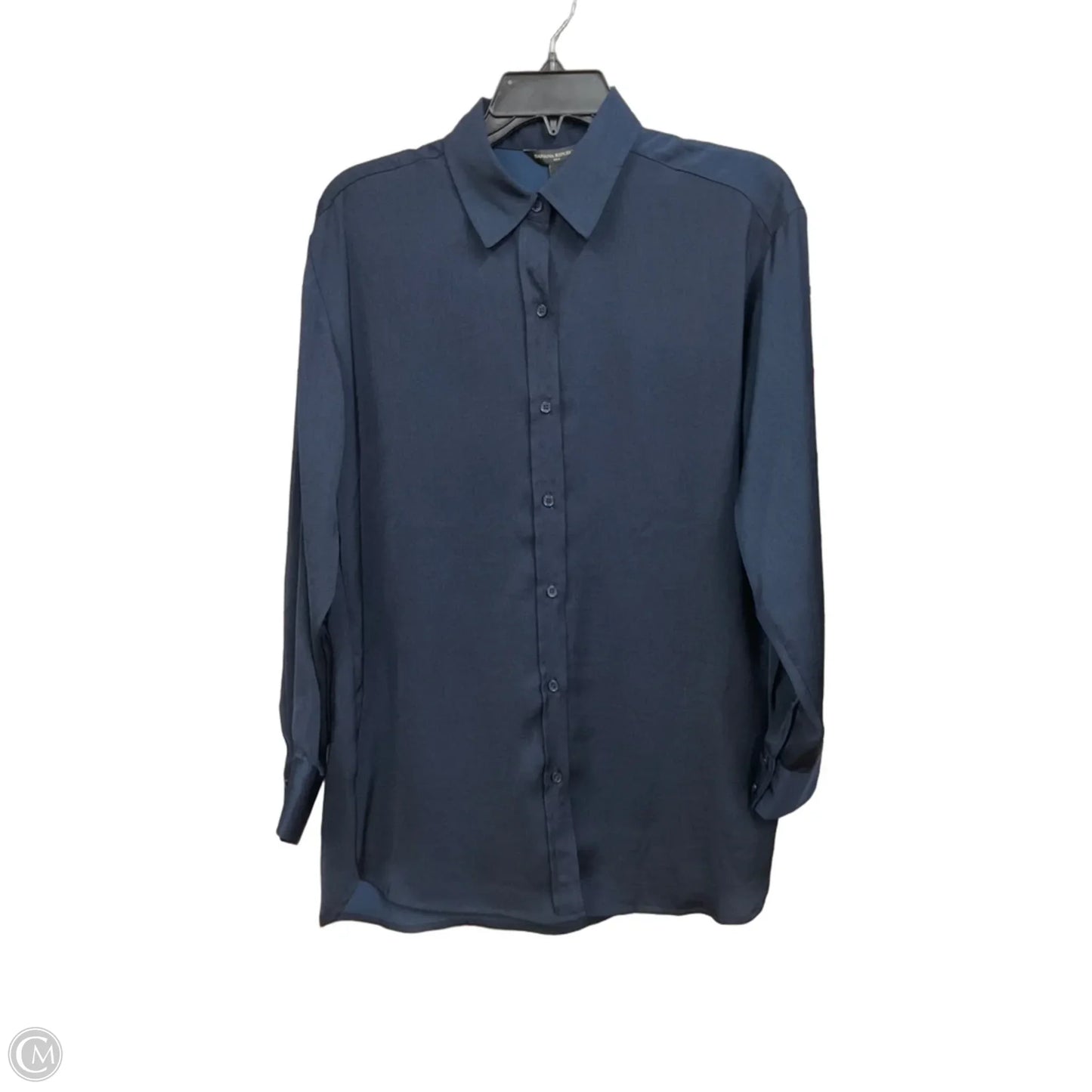 Blouse Long Sleeve By Banana Republic In Navy, Size: Xs