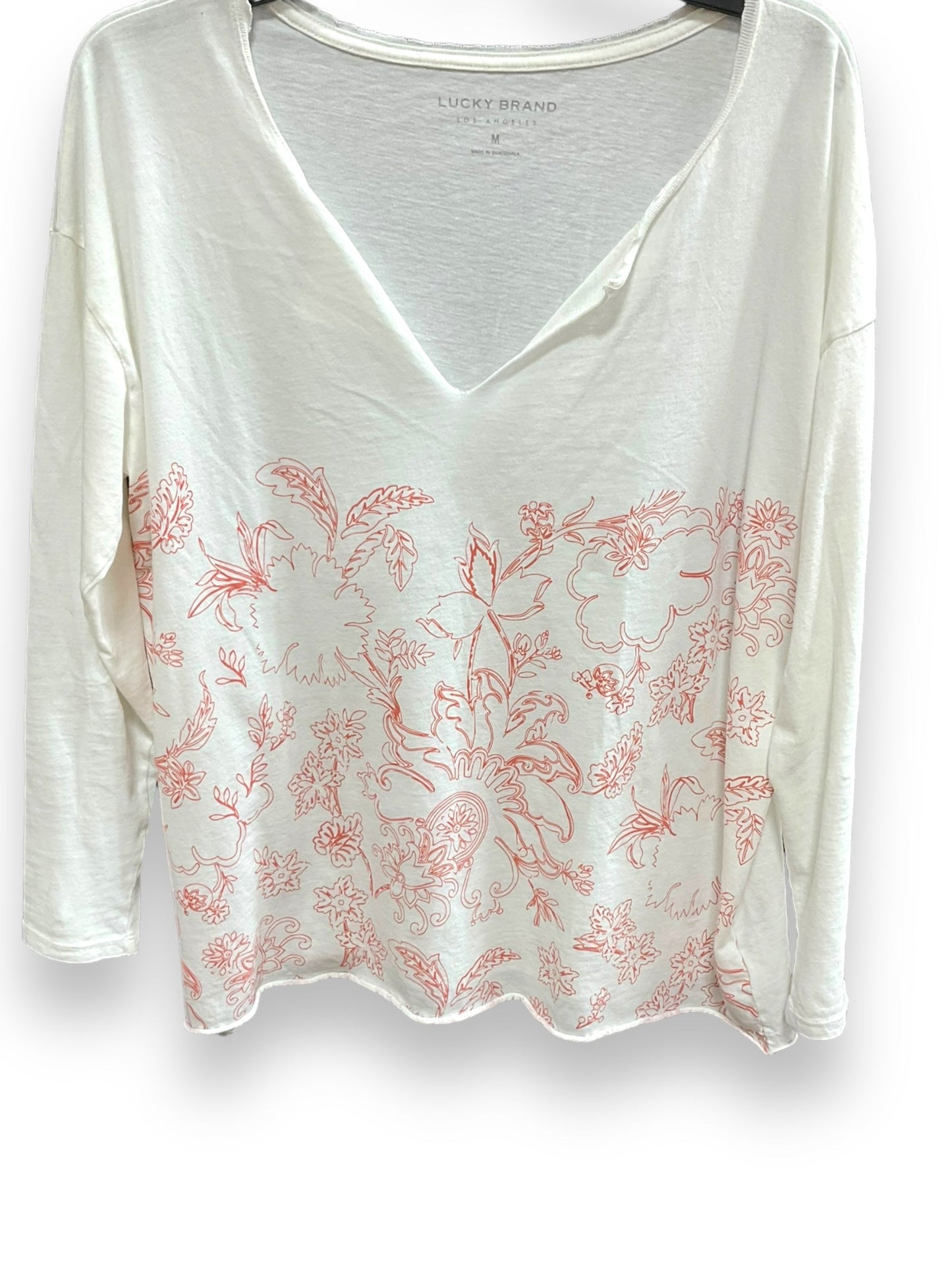 Cream Top Long Sleeve Basic Lucky Brand O, Size M