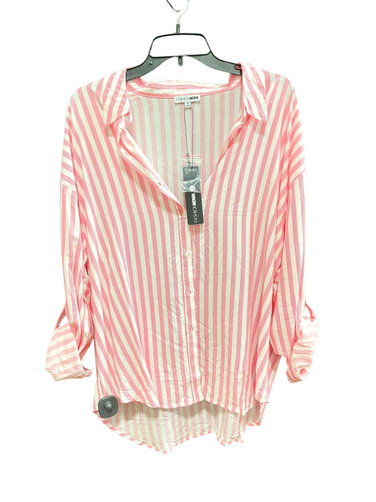 Striped Pattern Blouse Long Sleeve Fashion Nova, Size 1x