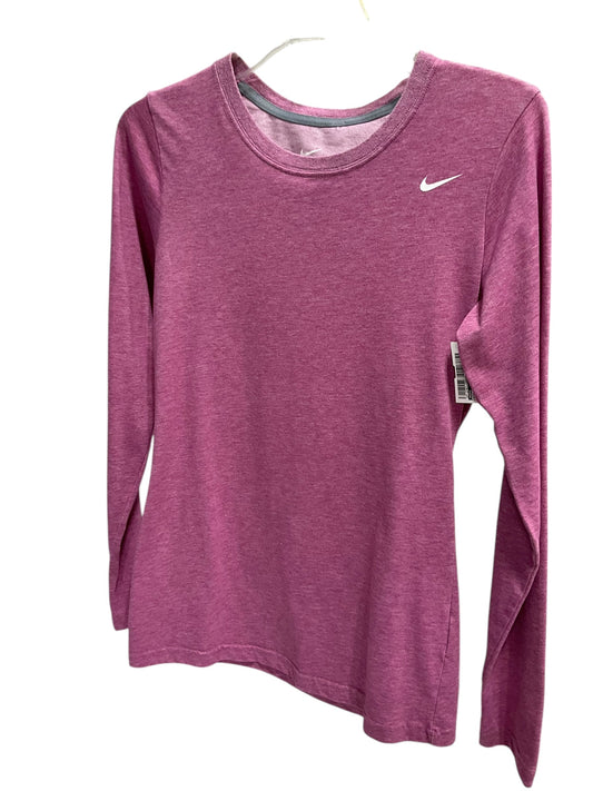Athletic Top Long Sleeve Collar By Nike In Pink, Size: M
