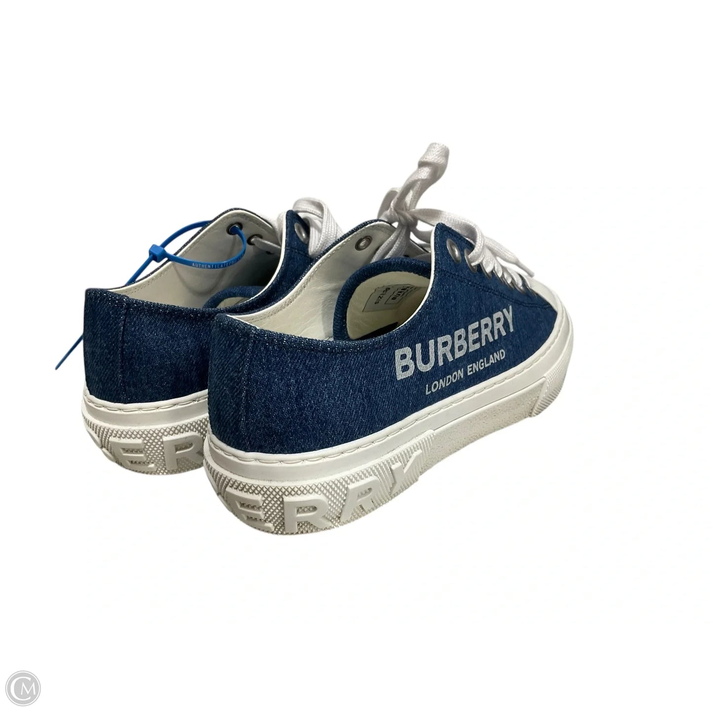 Shoes Luxury Designer By Burberry In Blue & White, Size: 8.5