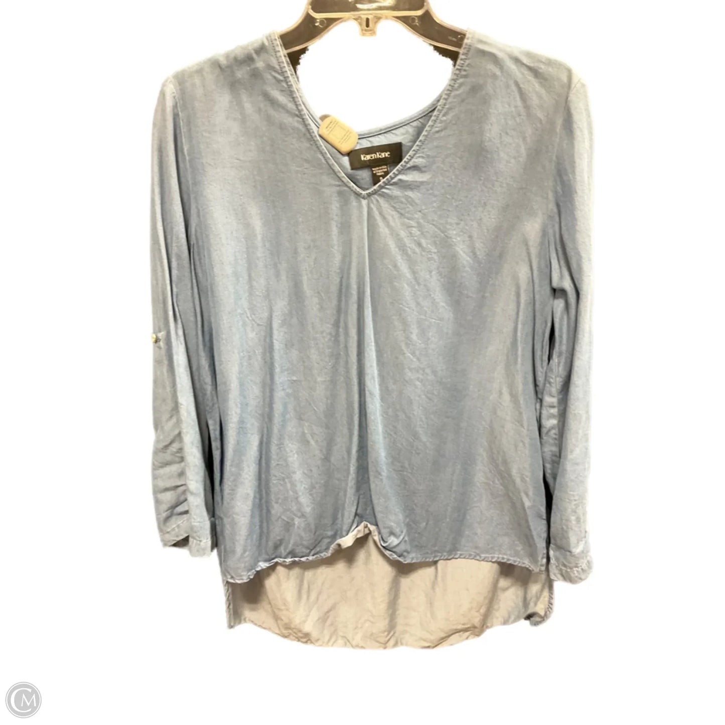 Top Long Sleeve Basic By Karen Kane In Blue Denim, Size: S